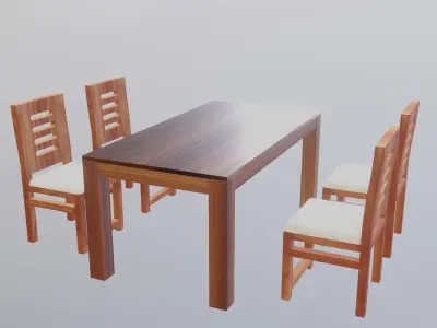 Dining Table and Chair Low-poly 3D model