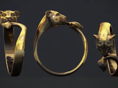 ring female lioness 3D print model