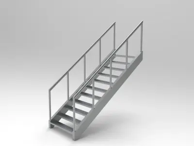 stairs metal staircase Free low-poly 3D model