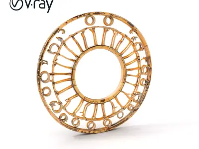 Vintage Circular Metal Wall Art Model Pack Low-poly 3D model