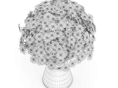 Small Daisies in Blue Vase 3D model