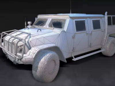 Military Tactical Vehicle - humvee style - Game Ready PBR Low-poly 3D model