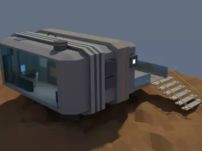 Low Poly Cartoony Sci Fi Building Low-poly 3D model