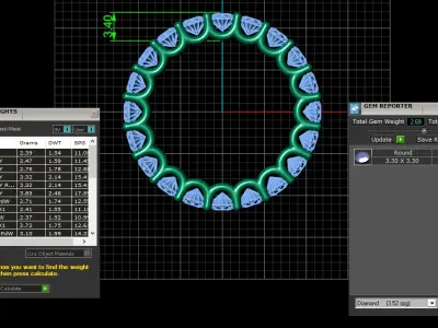 U Shaped Eternity Ring 3 point 3 mm stone size swiss 13 and EU53 3D print model