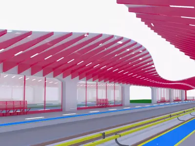 Railway station concept 3D model