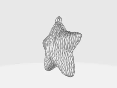 Knitted Star Ornament Knitted Texture Star Cozy Yarn Look Star  3D print model