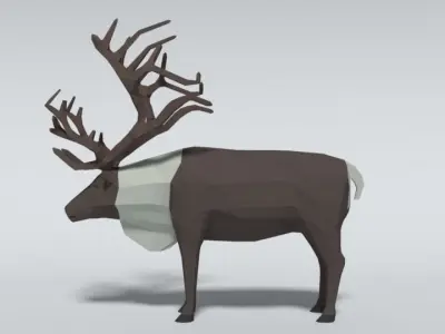 Low Poly Cartoon Reindeer  Low-poly 3D model