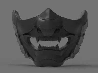 Samurai oni demon mask v3 3D print model 3D print model