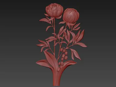 Carved decor Flowers 3D model