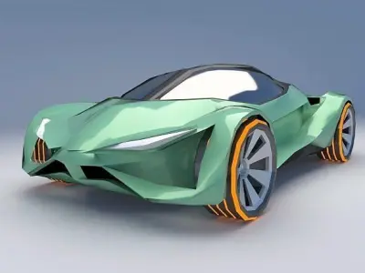 Lowpoly EfuturON futuristic concept car Low-poly 3D model