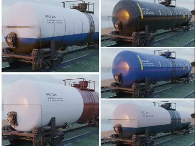 Railway Tank Car - Railroad - Train Tank Wagon Low-poly 3D model Low-poly 3D model