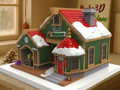 Elf Workshop  Christmas Fantasy House 3D Model 3D model