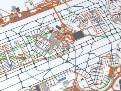 London Heathrow LHR Airport Roads Buildings and Public Transport 3D model