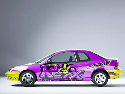 Classic Low Poly Sedan Car with Street Livery Game Ready Asset Low-poly 3D model