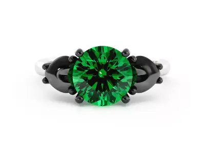 Alternative three stone engagement ring with rendering 3D print model