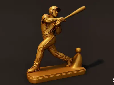 Golden Baseball Statue Low-poly 3D model