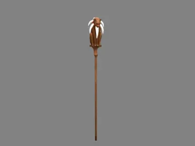 Cartoon leopard wand - wooden panther sculpture Low-poly 3D model