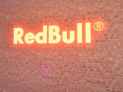 Red Bull neon sign Free low-poly 3D model