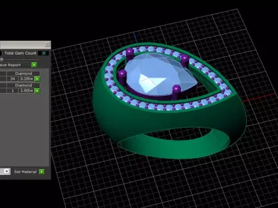 stylish pear cut ring 3D print model