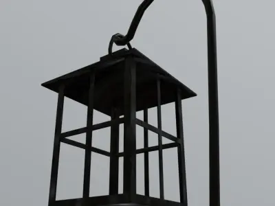 Lantern on pole Free low-poly 3D model