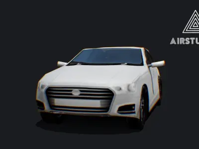 Low Poly White Car Low-poly 3D model