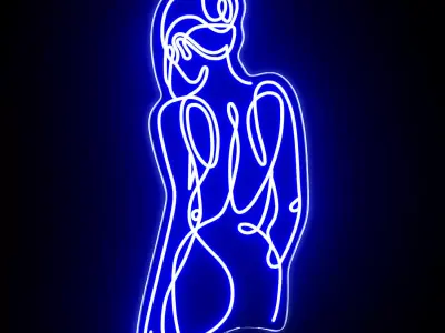 Woman Silhouette Neon Sign 3D model