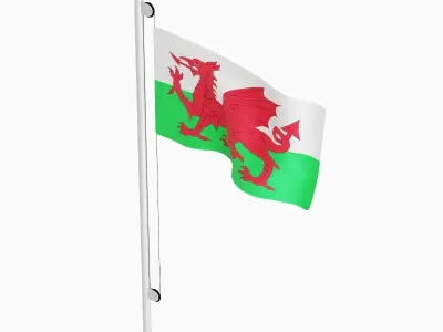 Flag of the Wales  Low-poly 3D model