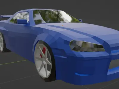 Low Poly Car R34 Custom Functional Damageable Free low-poly 3D model