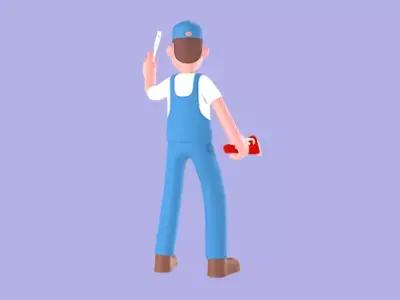 Stylized 3D Male Mechanic Character - Worker Holding Tools 3D model