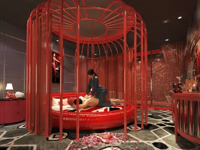 Hotel bed room interior design Model 3D - 01 3D model 3D model