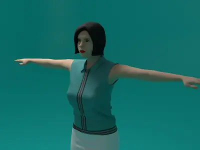 Tennis Player Woman Low-poly 3D model
