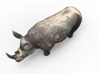 3D Dirty Rhino Model Rigged  game ready  Low-poly 3D model