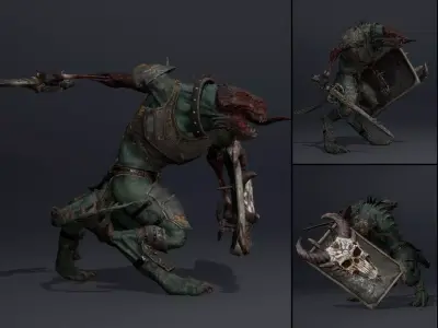 Ghost Swordman Damaged Low-poly 3D model