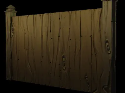 Fence wooden Low-poly 3D model