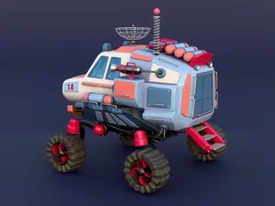 Stylized planetary rover 3D model