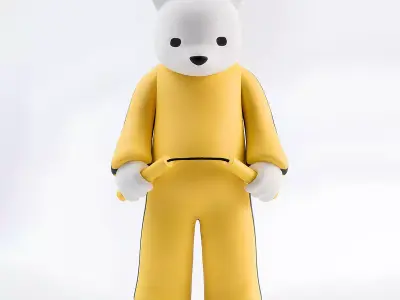 Bruce Lee Bear Game of Death Nunchakus Luke Chueh toy 3D print model