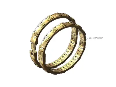 CC brand pattern rounded flexture clasp bracelet 3D print model