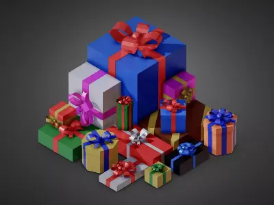 Christmas Presents Low-poly 3D model purchase