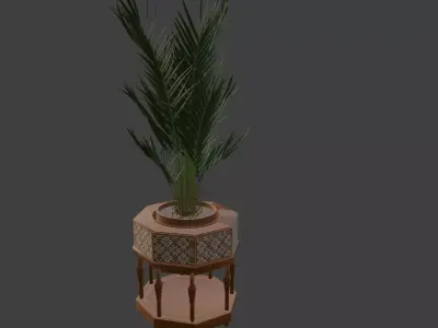 Palm wooden pot Titanic era 3D model