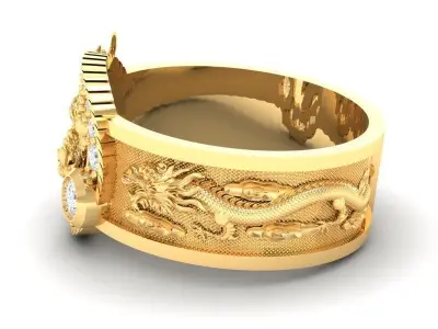 Luxury Dragon Wrap Diamond Men Ring  423 3D print model