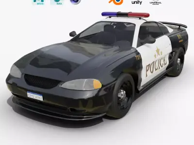 Fast Police Car Realistic and Game Ready Asset Low-poly 3D model