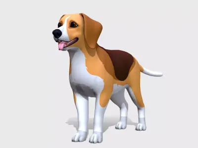 Cartoon Dog - Beagle Low-poly 3D model