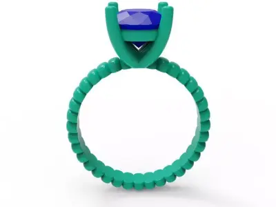 Textured solitaire ring  01 3D print model