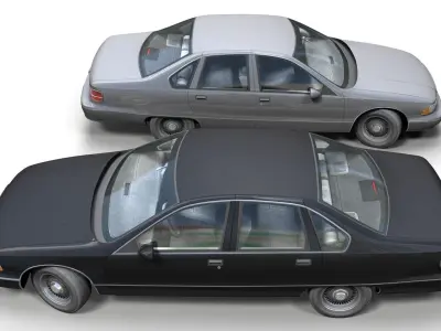 90s generic sedan Low-poly 3D model