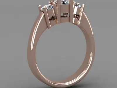 3 Diamonds Rose Gold Wedding Woman Ring 3D Print Model Free 3D print model