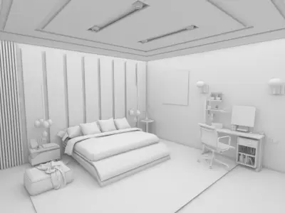 LUXURY AND STYLISH 3D BEDROOM 3D print model