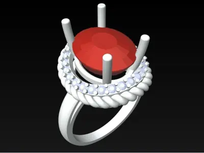 Oval Stone Ring - Womens Rings - GN248 3D print model