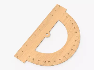 Half-circle wooden protractor 01 3D model