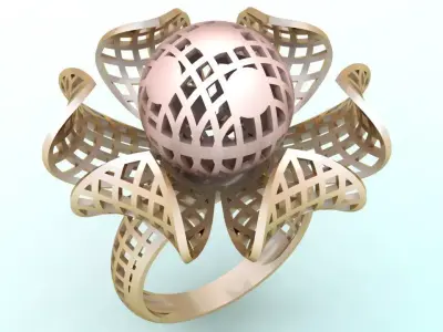  Mesh flower ring - Italian rings - Womens Rings - N6791 3D print model