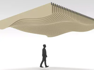 Parametric Ceiling Wave Contour Design with Hangers 3D model